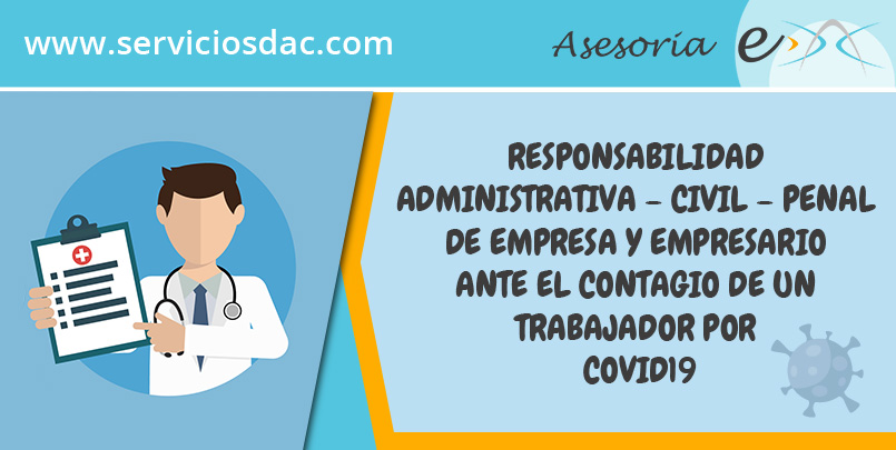 Responsabilidad Administrativa - Civil - Penal de empresa y empresario ante el contagio de un trabajador por Covid19